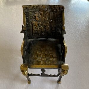 Egyptian Vintage King Tut  Metal Throne Miniature Replica